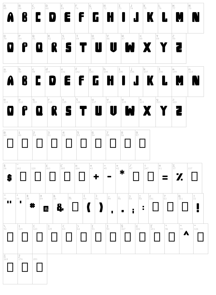 Parrot Leaf font map